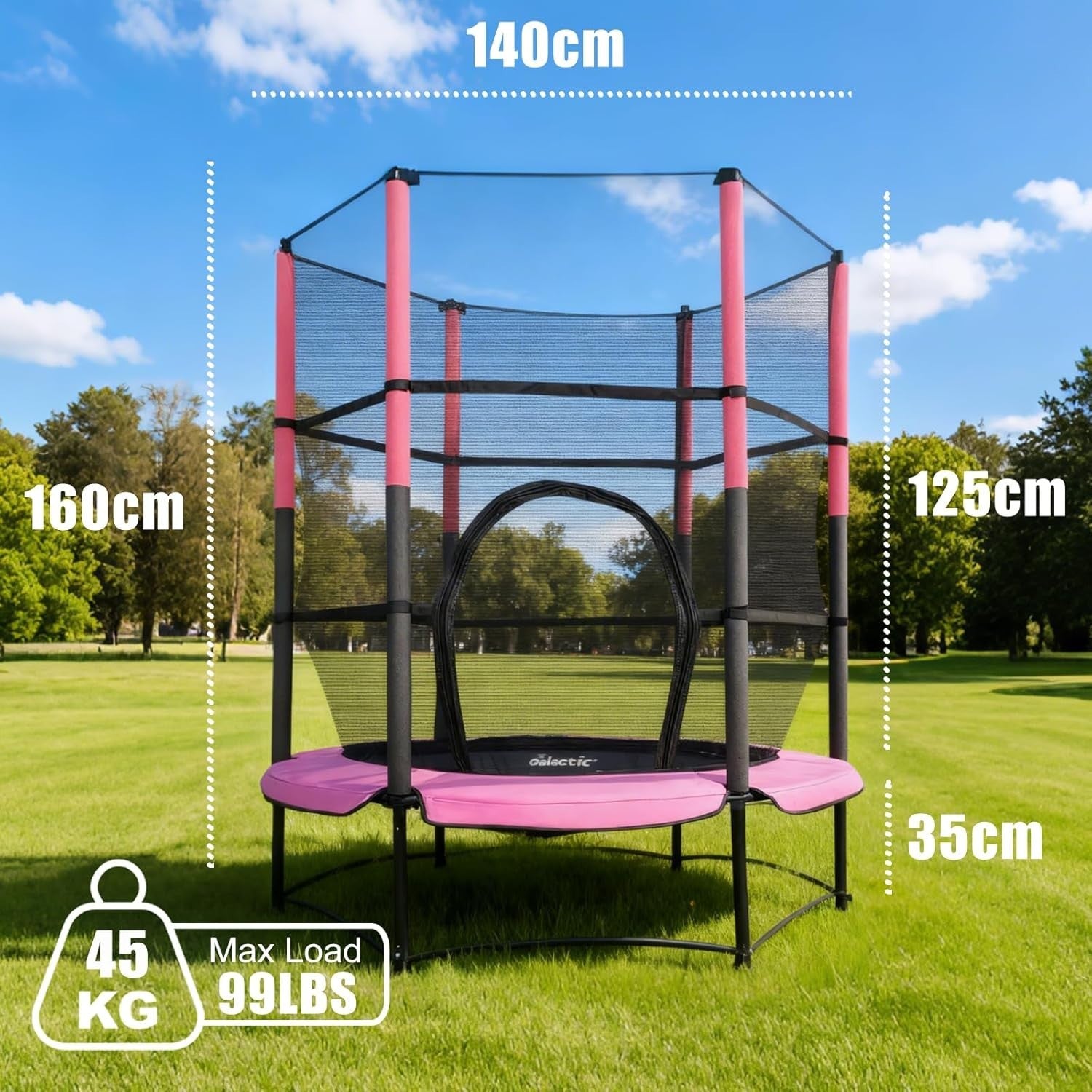 55” Kids Mini Trampoline w Safety Enclosure Indoor Outdoor Junior Play
