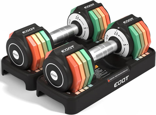 5-in-1 Adjustable Dumbbells Pair 5.6KG Rainbow Plates Non-Slip Home Gym