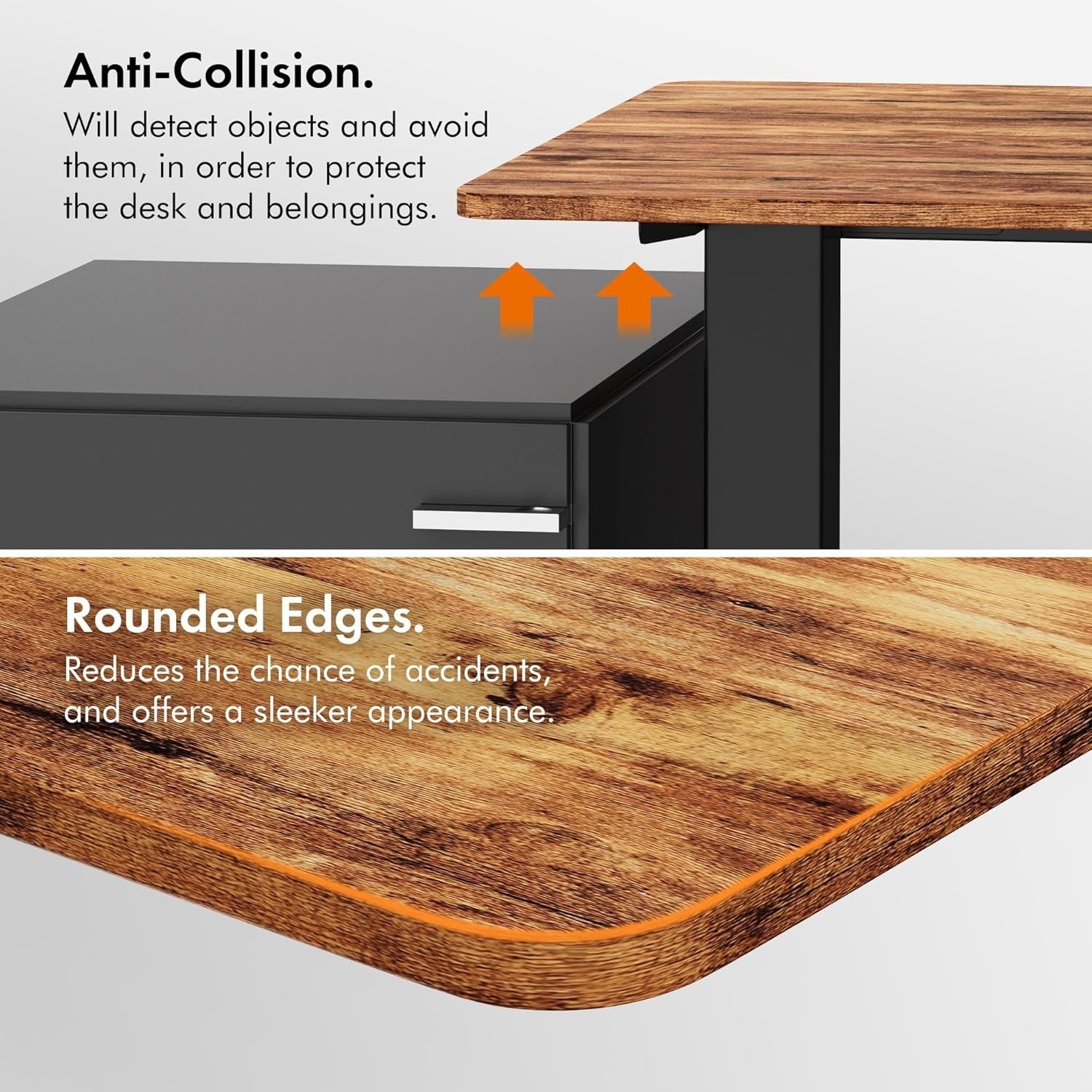 Rustic 120x60cm Electric Standing Desk with USB-C Charging & Memory Preset