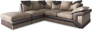 L-Shape Jumbo Cord Sofa 3+2 Seater Brown & Beige Sectional Corner Couch