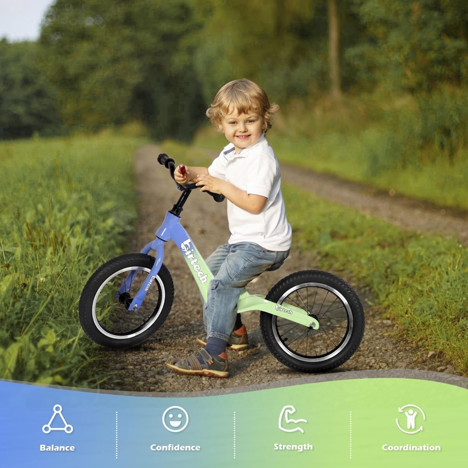 14 Inch Kids Balance Bike Air Tires Adjustable Seat Lightweight Age 3-6
