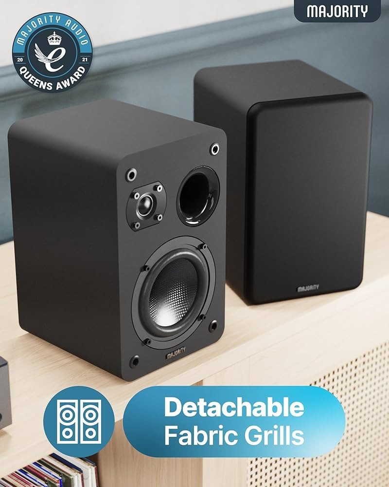 Passive Bookshelf Speakers Hi-Fi Stereo Pair 60W RMS Compact Black