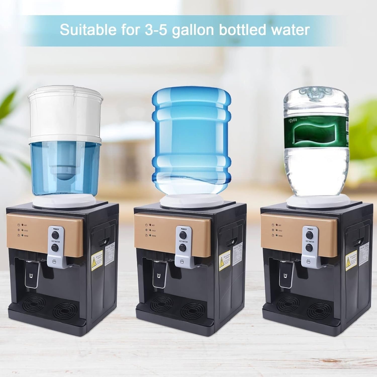 Top Loading Water Cooler Hot Cold Dispenser Countertop 3 Temp Settings