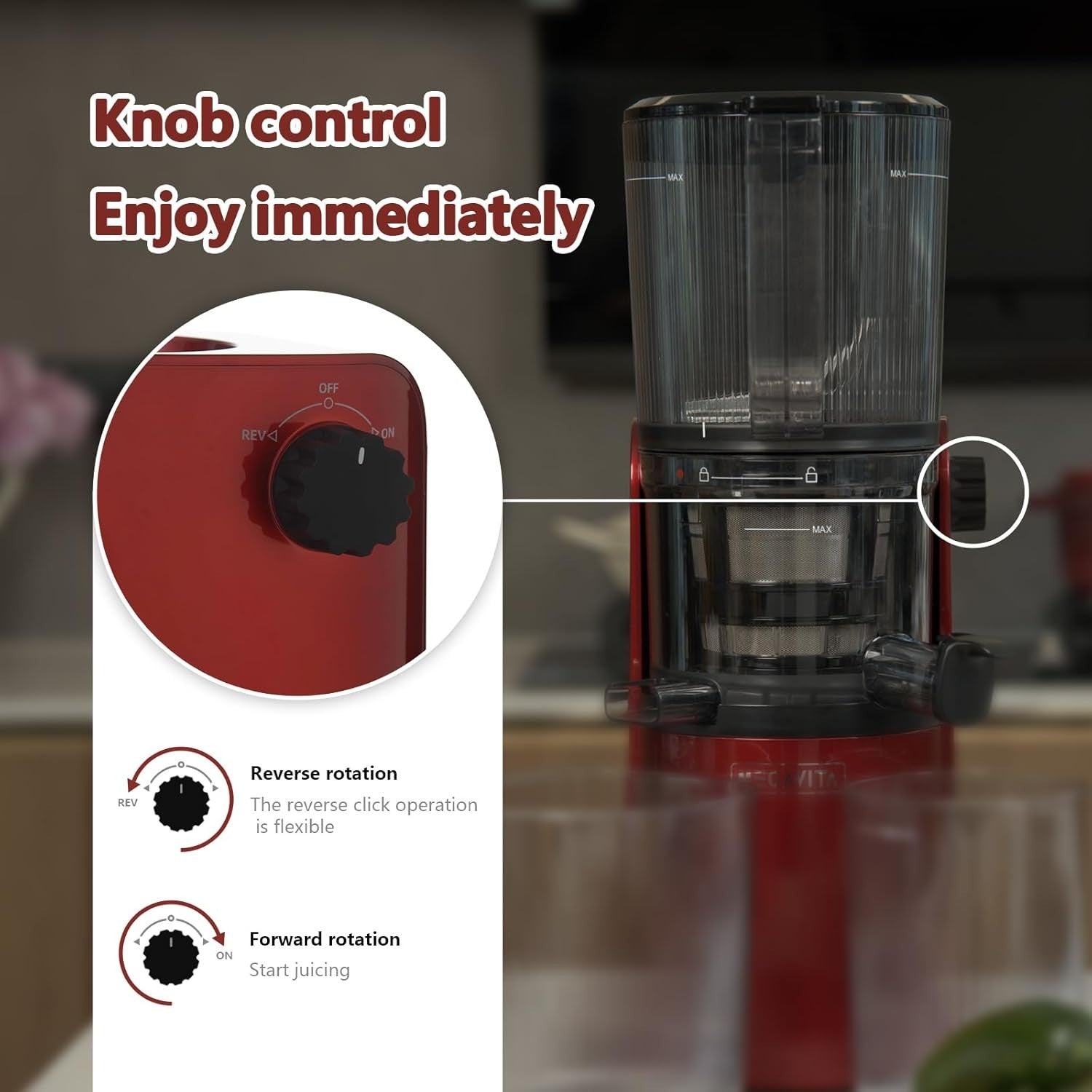 Cold Press Juicer 200W Whole Fruit Masticating High Yield Easy Clean