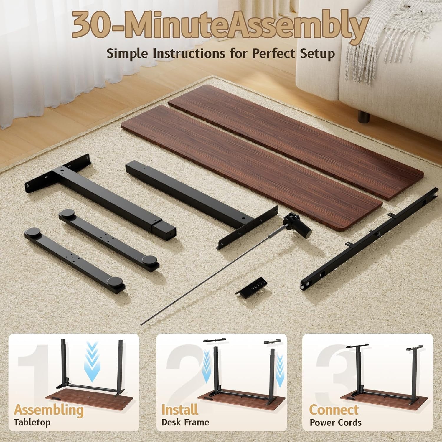 Electric Height Adjustable Standing Desk 140x60cm Ergonomic Sit Stand Table
