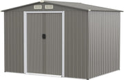 8x6FT Metal Garden Shed with Double Sliding Doors & Ventilated Ramp
