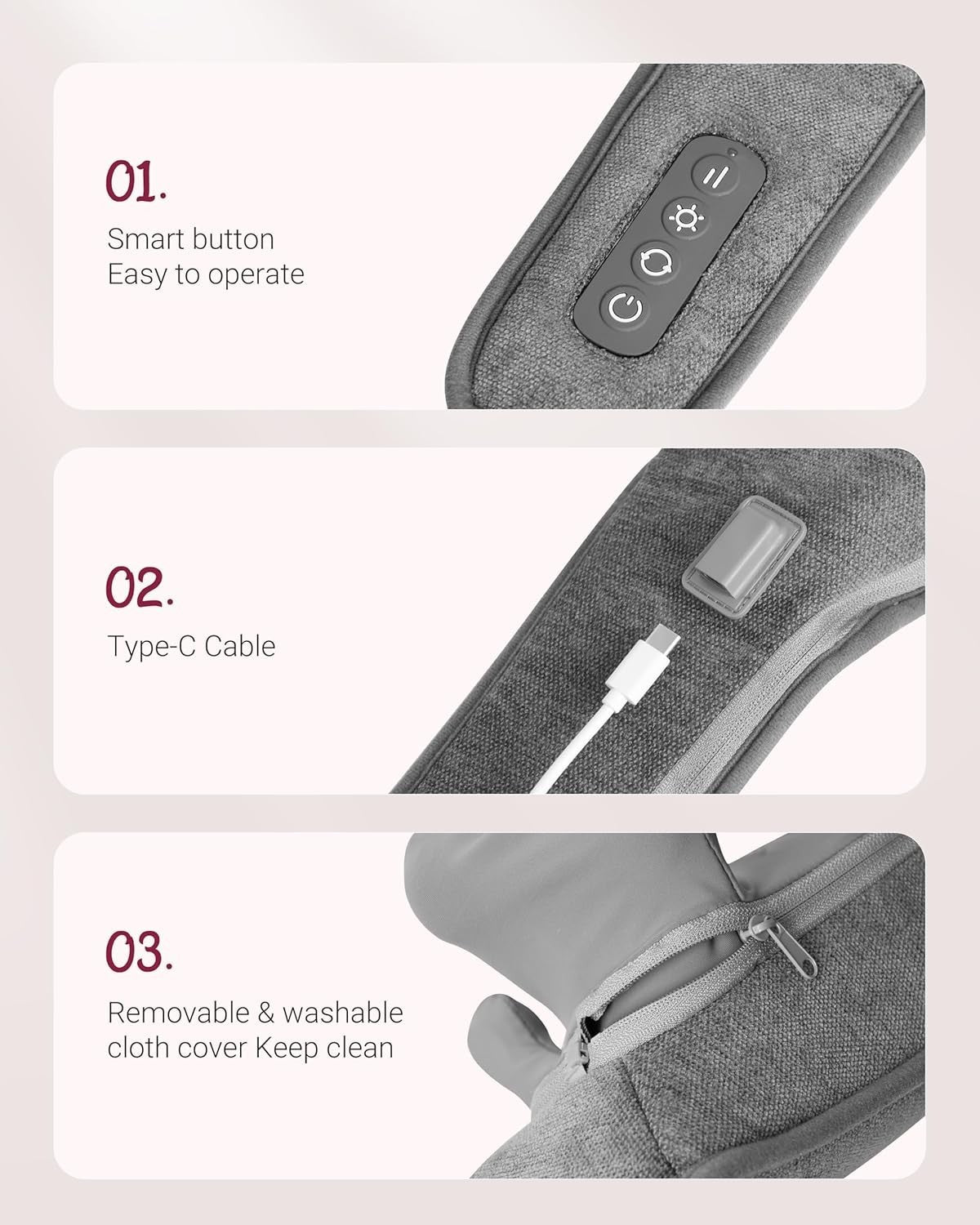 Cordless Neck Shoulder Back Massager with Heat & Deep Kneading