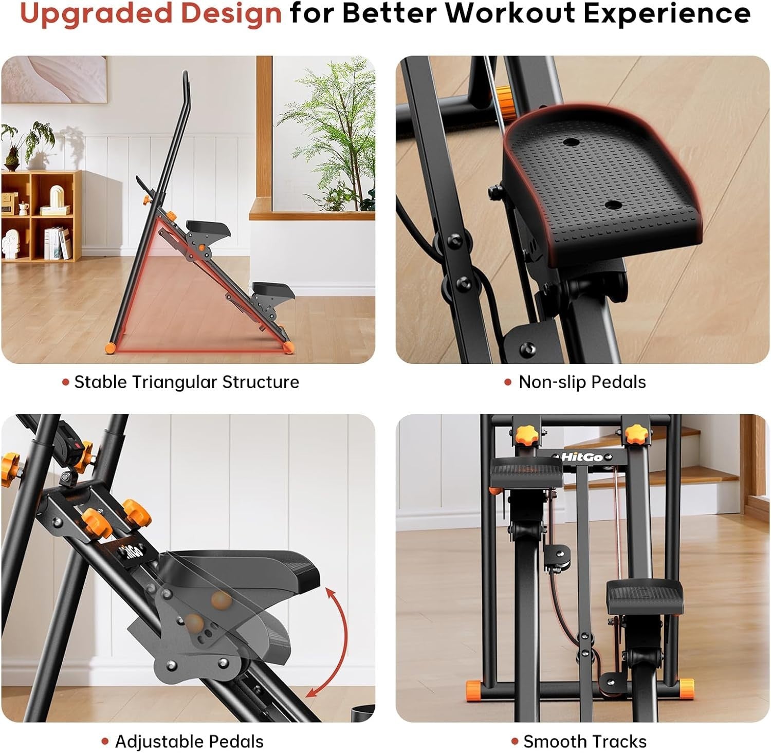 Foldable Stair Stepper Machine w/ LCD Monitor, Adjustable Handlebar & 300lb