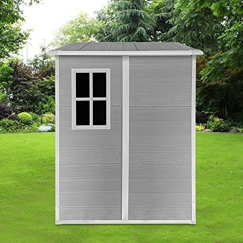 Compact Garden Storage Shed 4x4.66ft Plastic Box with Floor & Vent