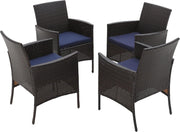 Rattan Garden Armchairs Set of 4 Cushioned Outdoor Patio Balcony Seating