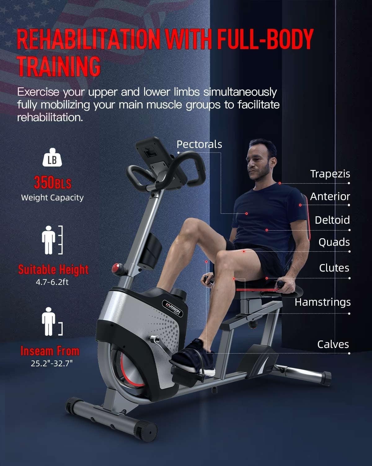 Recumbent Exercise Bike Magnetic Bluetooth LCD Quiet 400LB Heavy Duty Home Gym