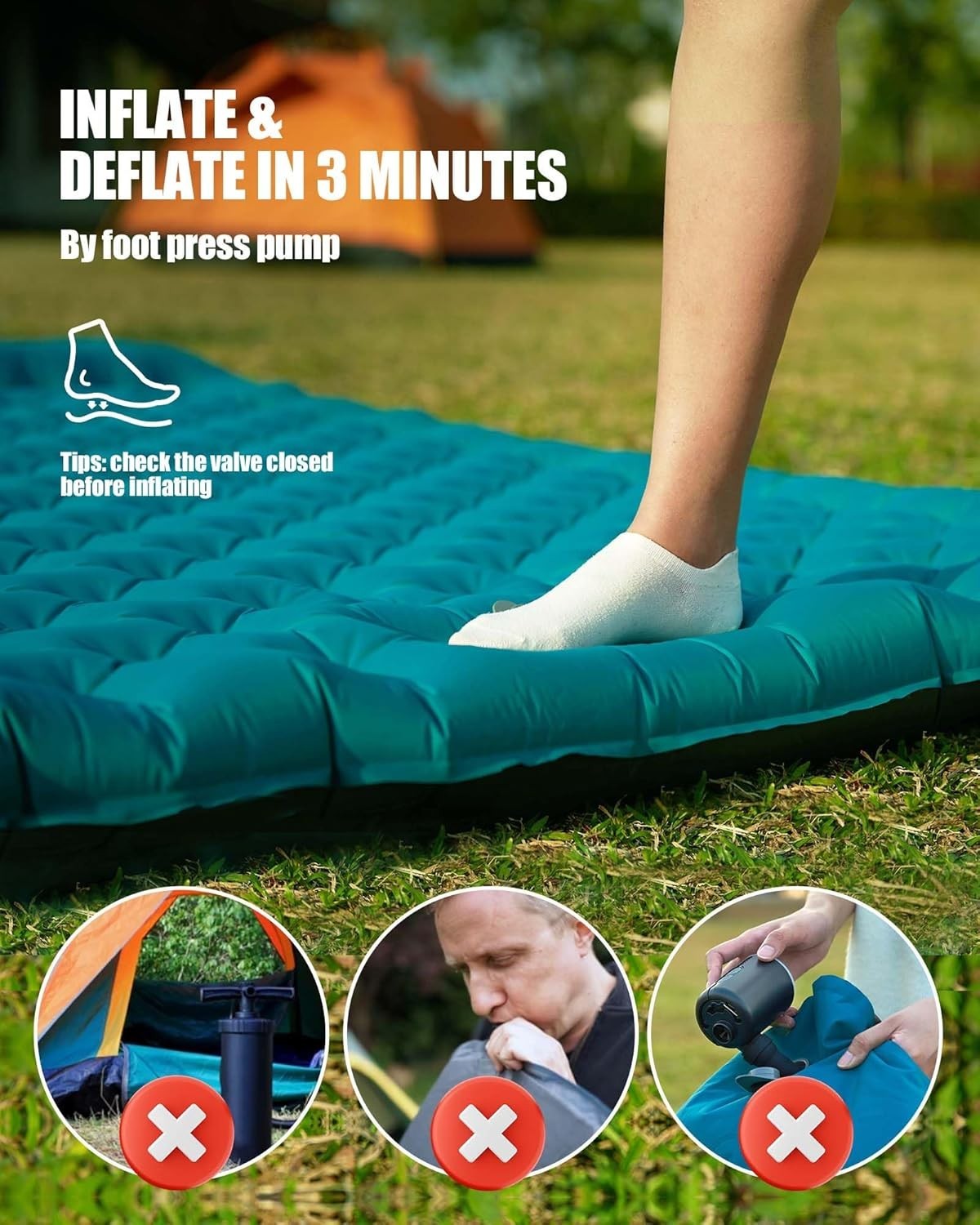 Double Self-Inflating Camping Mattress 12CM Thick Portable Outdoor