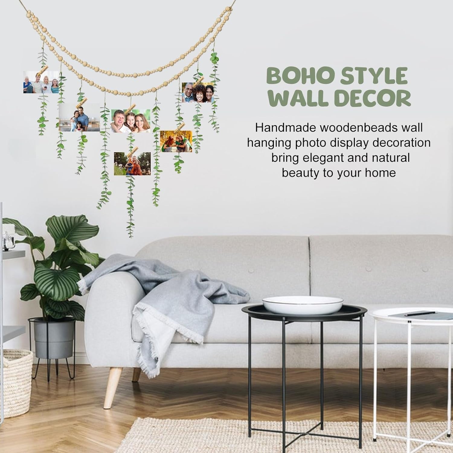 Boho Macrame Photo Display Wall Hanging with 20 Clips