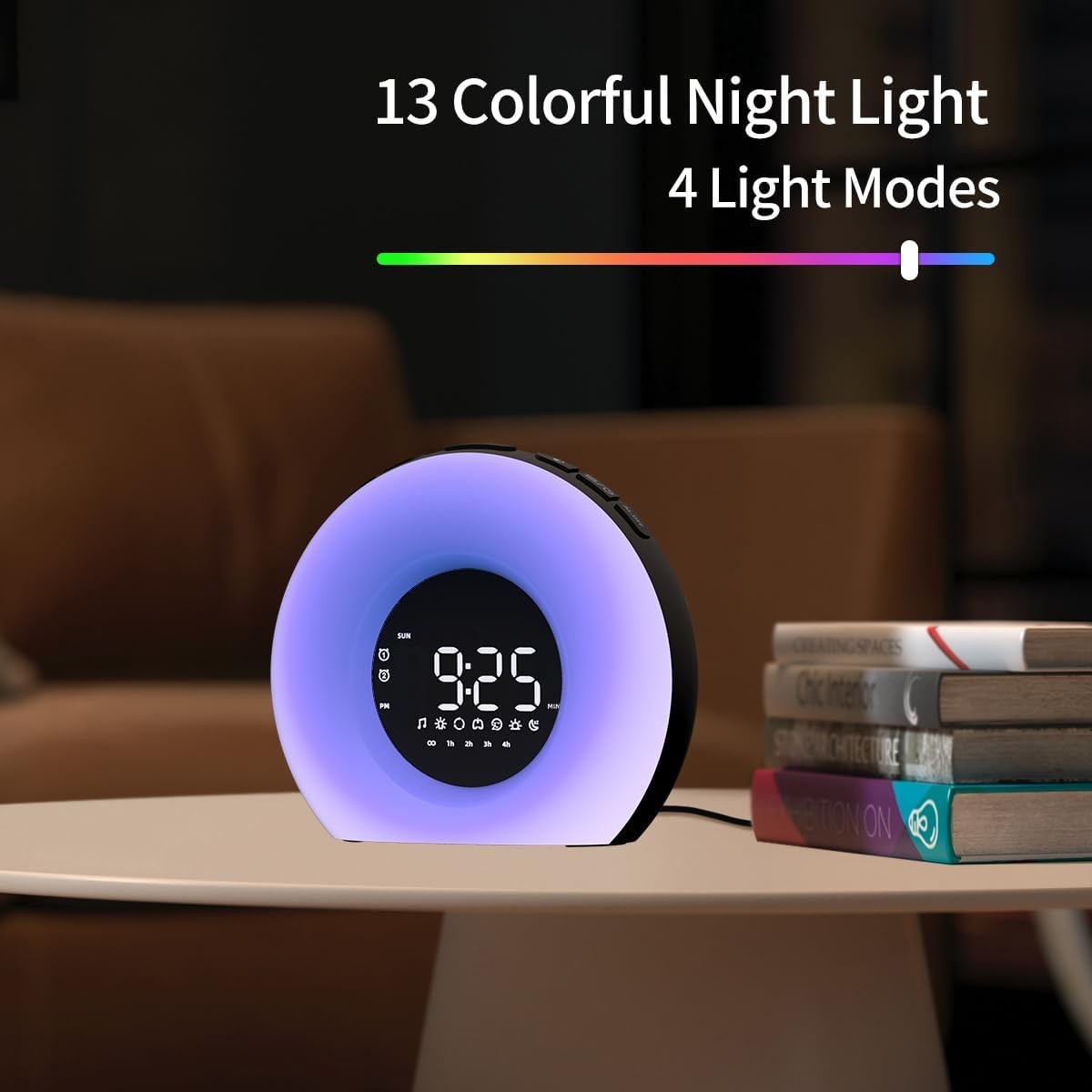 Sunrise Wake Up Alarm Clock Black Sleep Aid Night Light Dual Alarm