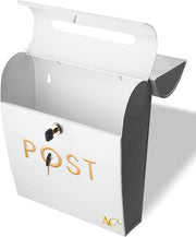 Lockable Wall Mounted Post Box White | Weatherproof Aluminium Mailbox