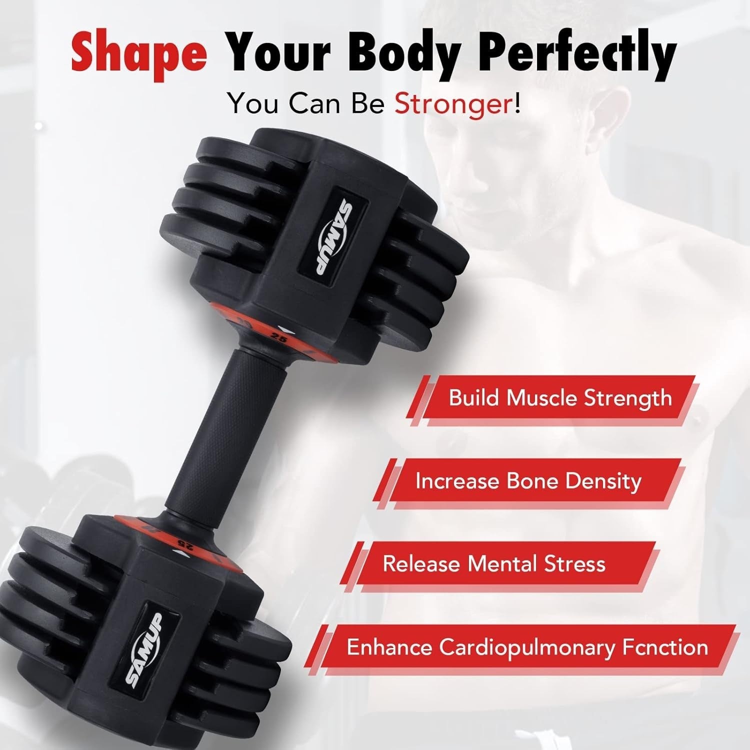5-in-1 Adjustable Dumbbells Pair 5–25LB Quick Dial Non-Slip Home Gym