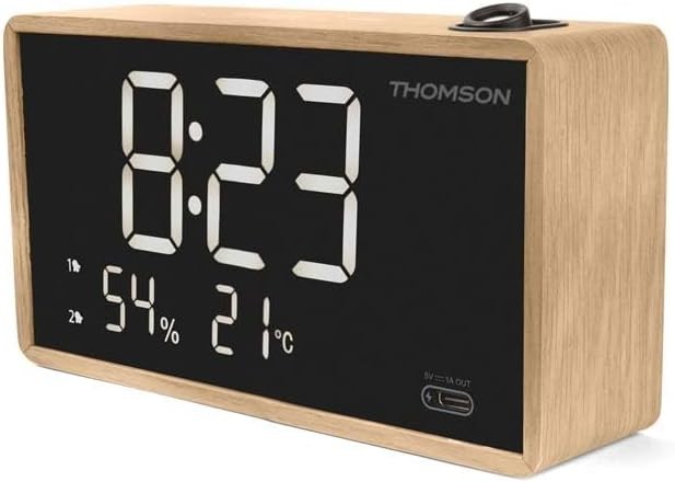 Projection Alarm Clock Radio Temperature Humidity USB Large Display