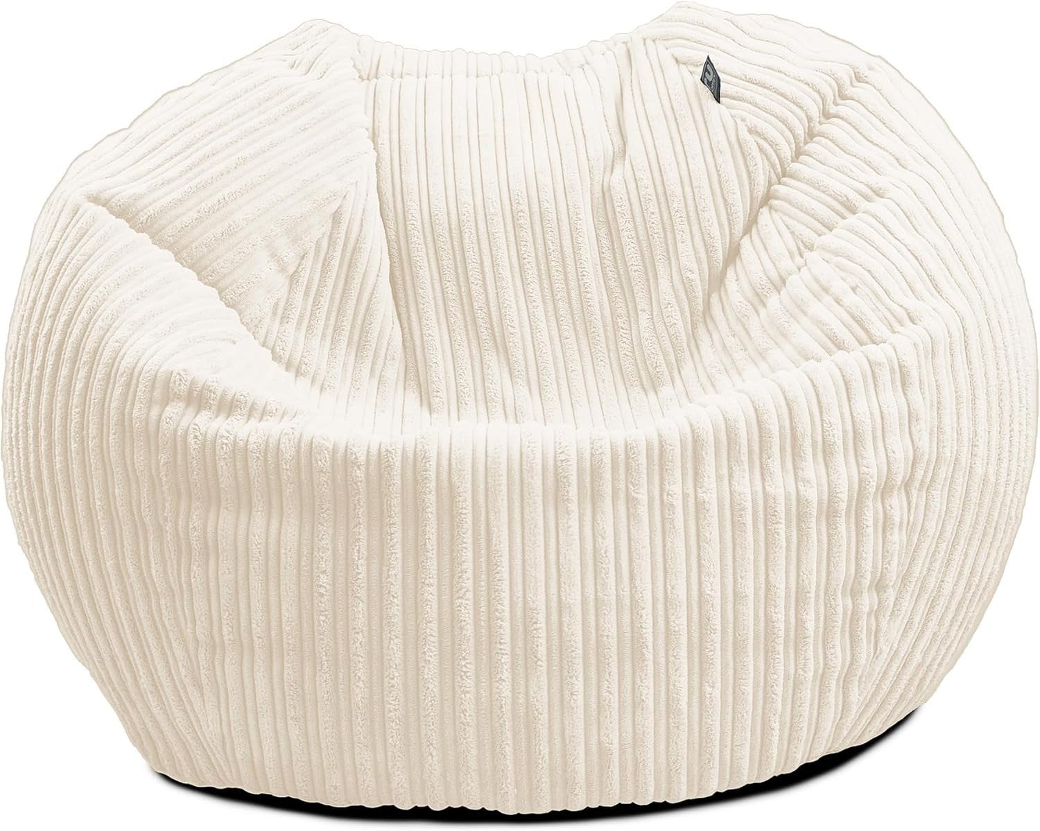 Kids Cord Bean Bag Chair - Soft Mini Slouch Seat, Ivory, Washable, 60x80cm