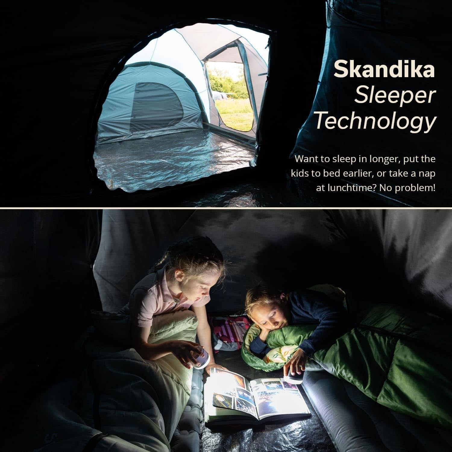 4 Person Family Dome Tent 2 Sleeping Cabins 200cm Height