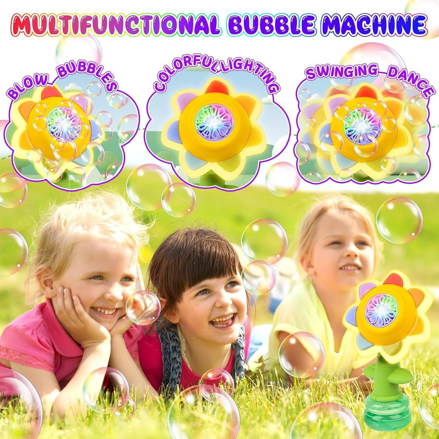 Sunflower Bubble Machine LED Rechargeable 20000 Party Toy