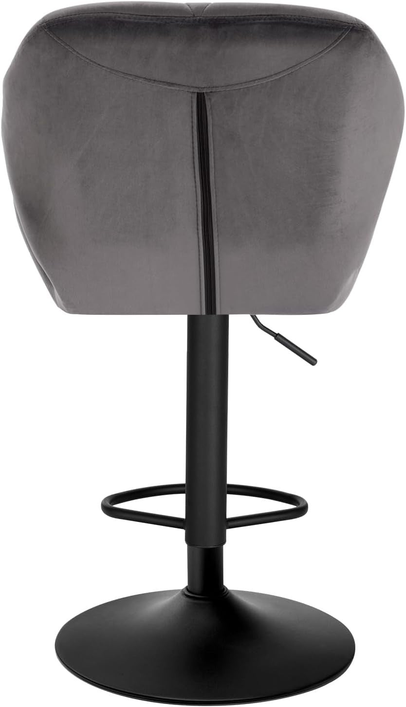 Swivel Bar Stools Set of 2 Adjustable Counter Chairs Dark Grey