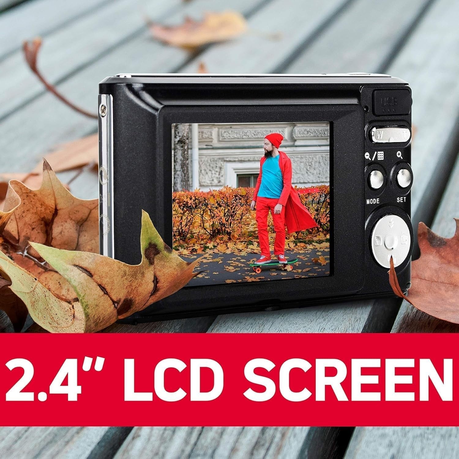 21MP Digital Compact Camera 8X Zoom 720P HD LCD Screen Black