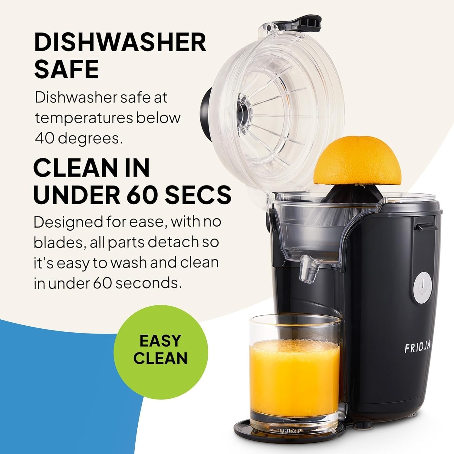 Automatic Citrus Juicer One Touch No Spill Quiet 50W Easy Clean Compact