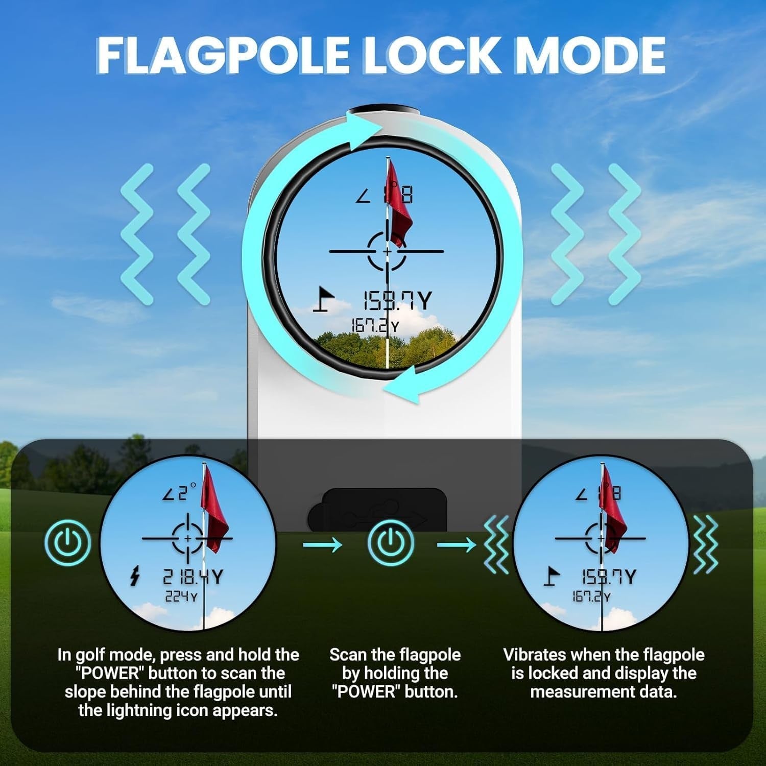 Golf Rangefinder 1200 Yards Slope Switch Flag Lock Rechargeable Laser