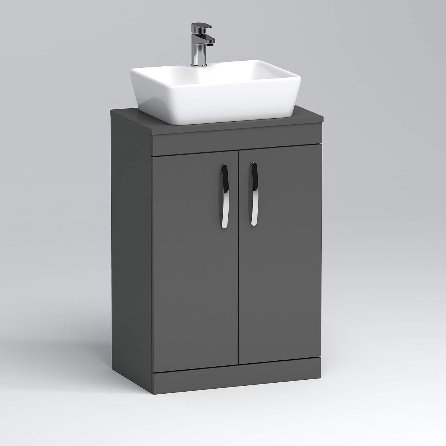 800mm Grey Gloss Floor Standing Vanity Unit with Basin 2 Door Sink Cabinet