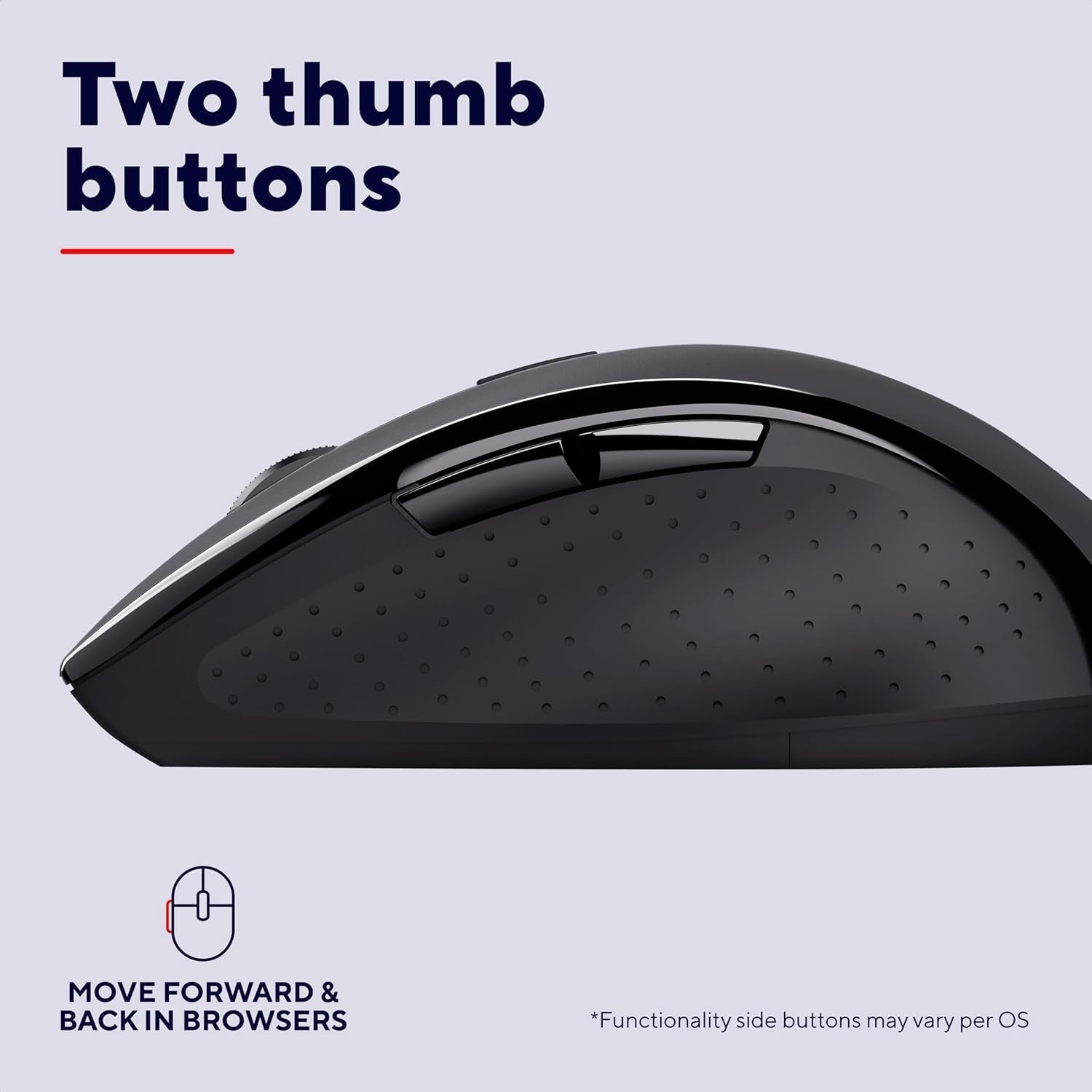 Wireless Mouse 6 Button Adjustable DPI 10m Range USB Black