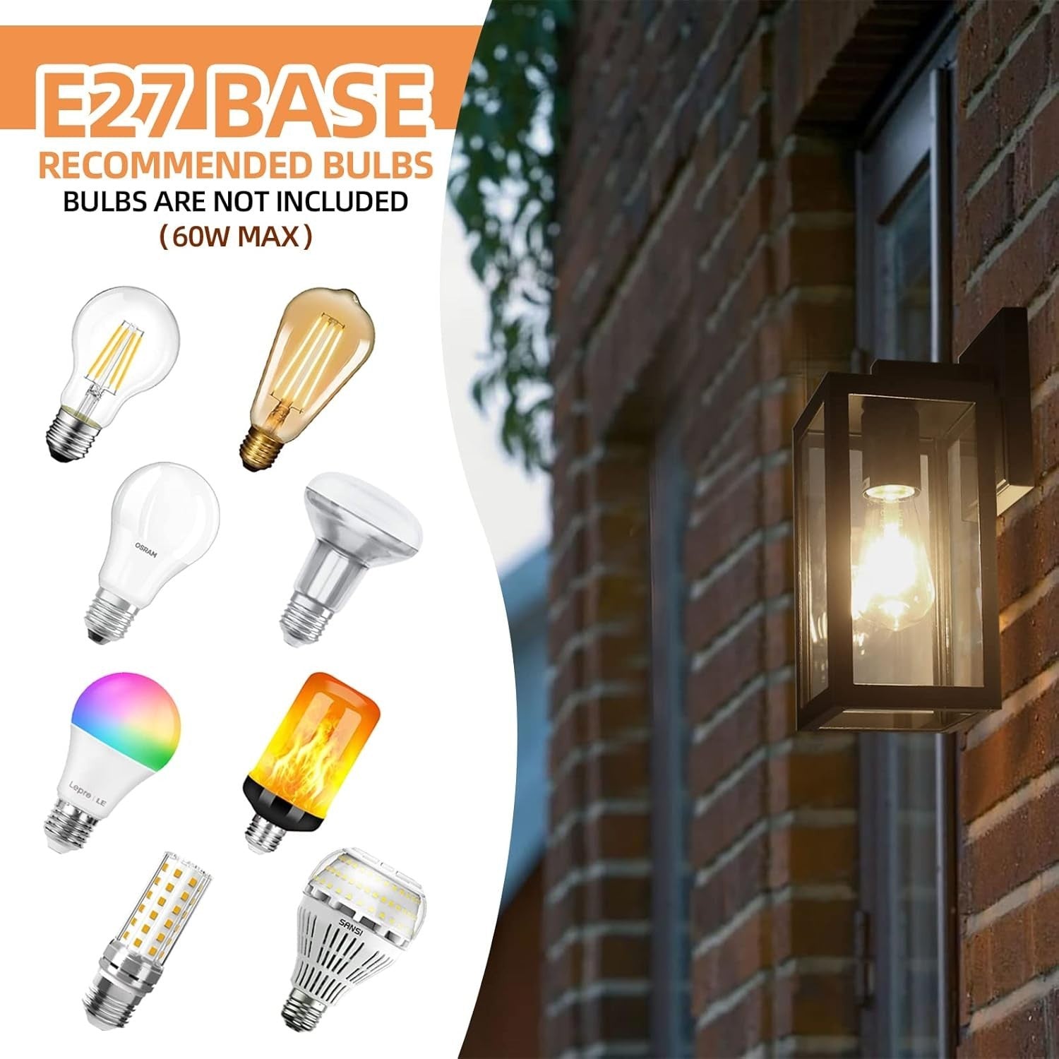 2 Pack Outdoor Wall Lantern Black Aluminum Porch Lights with Glass Shade
