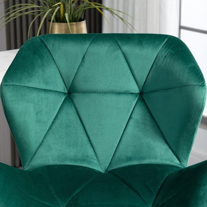 2x Green Velvet Bar Stools Adjustable Swivel Chairs with Footrest