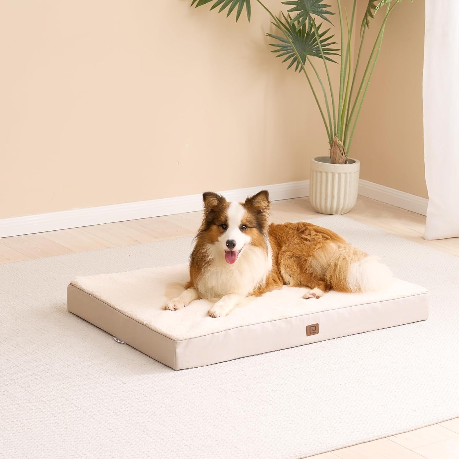 Orthopedic XXL Dog Bed 127x91x10cm Washable Cover Non Slip Camel