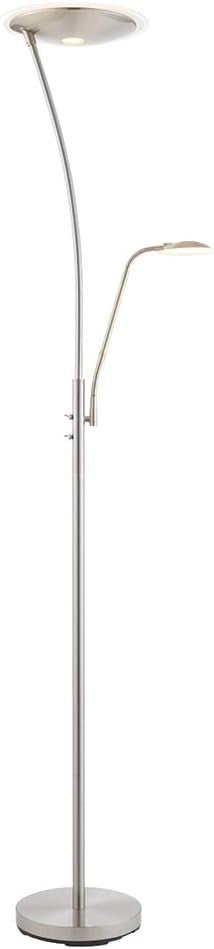 Chrome LED Mother Child Floor Lamp Adjustable Reading Light Uplighter