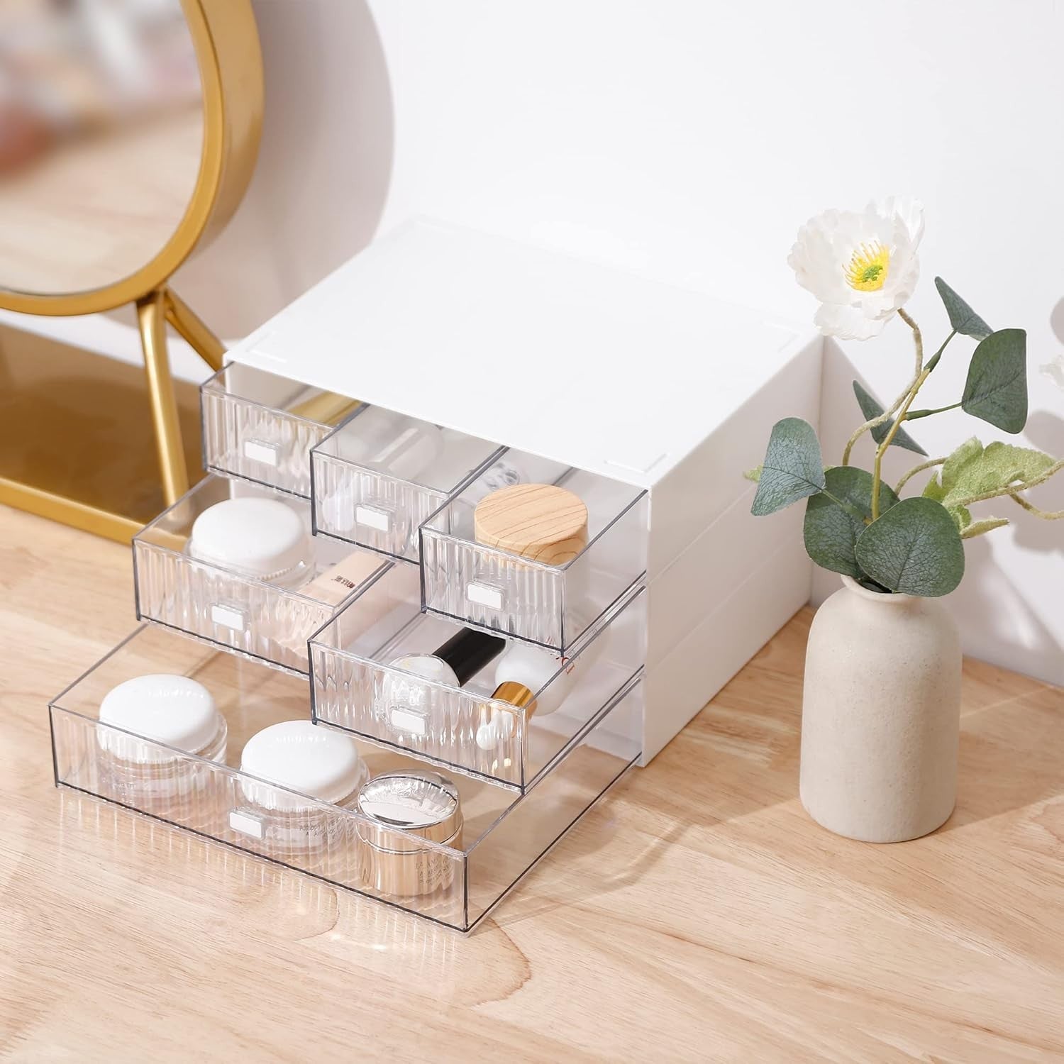 6 Drawer Desk Organizer Stackable Storage Box Makeup Office Supplies