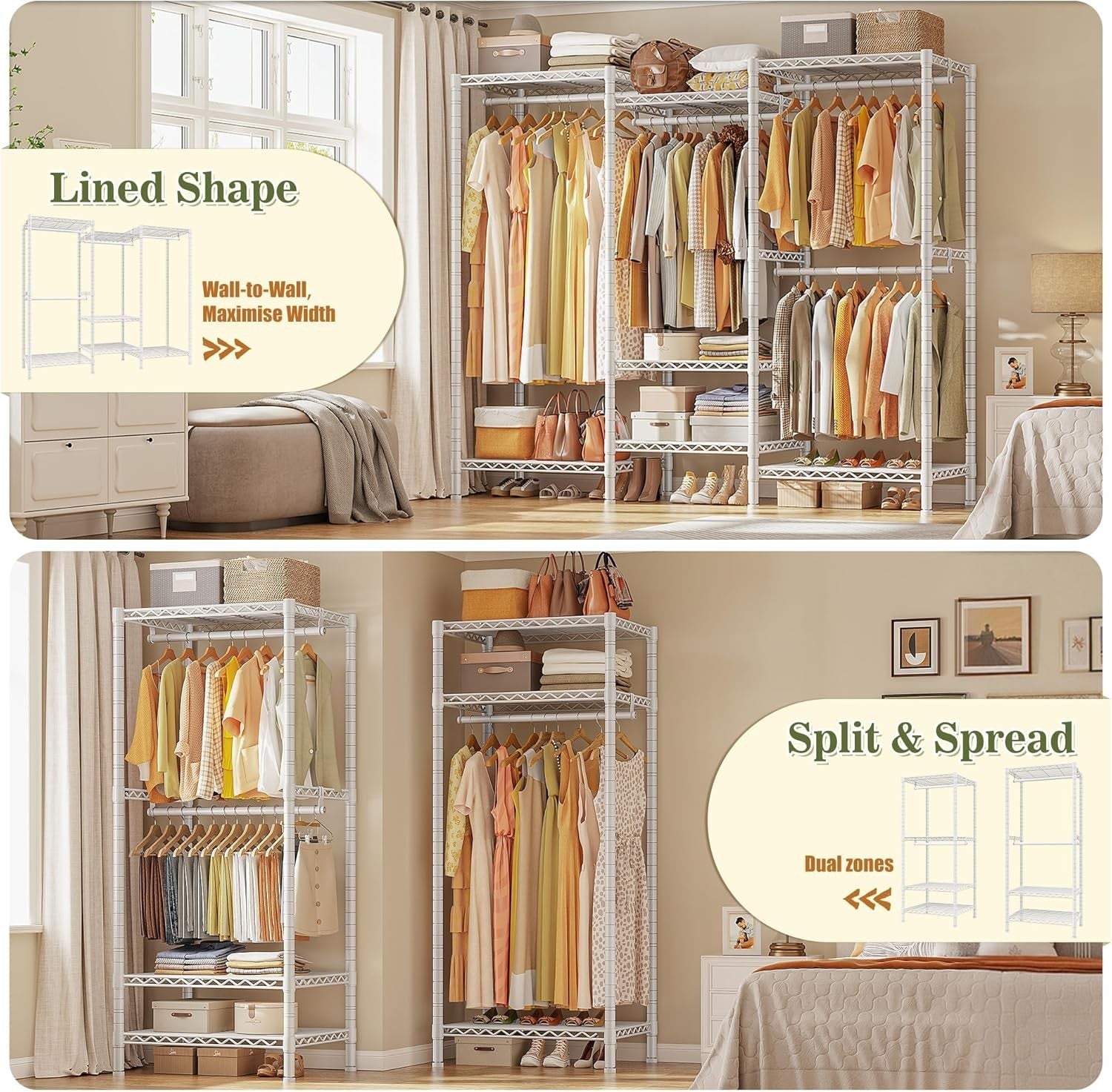 Heavy Duty Clothes Rail 380KG Adjustable Shelves Wardrobe White