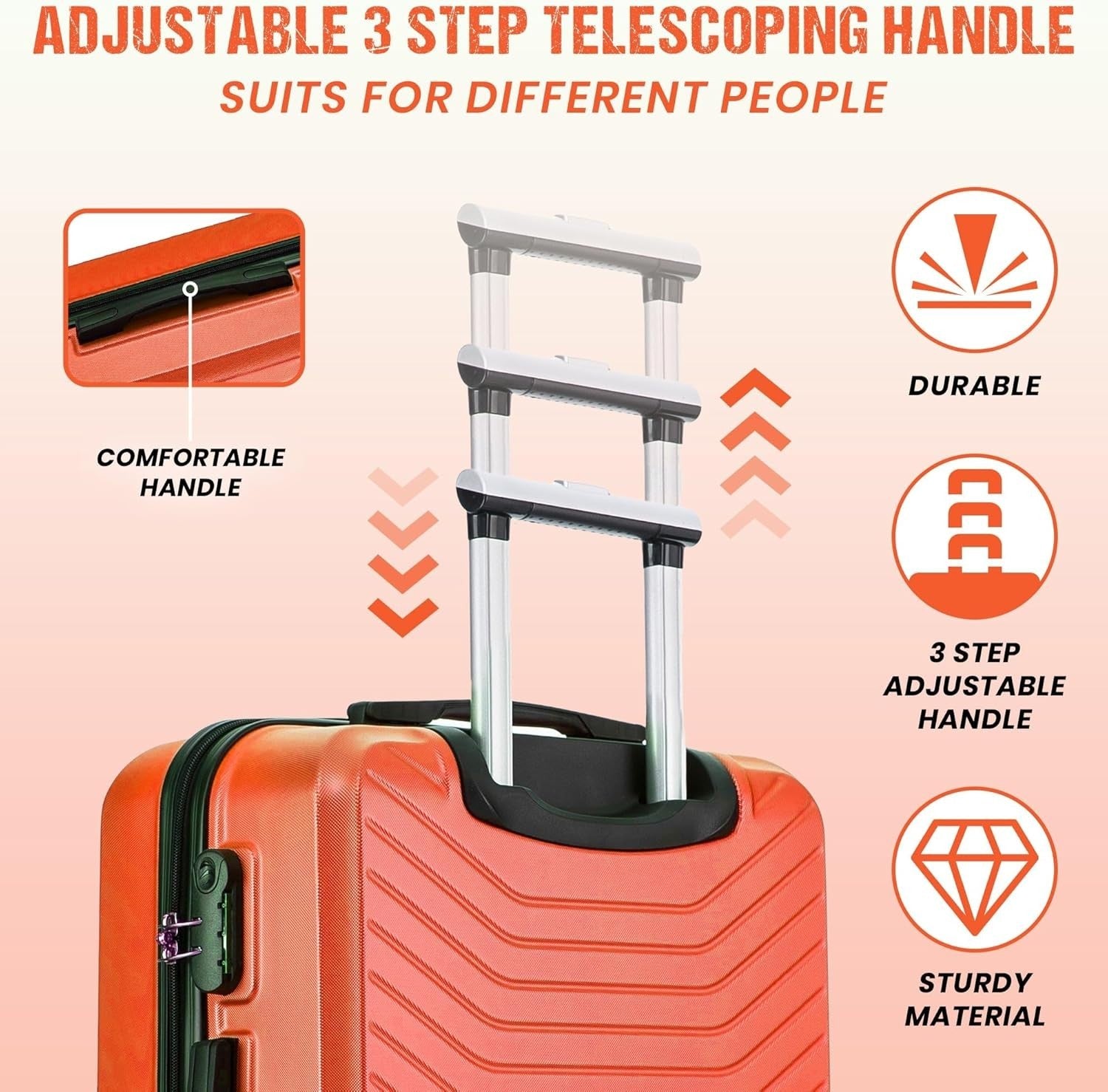 24'' Medium ABS Check In Suitcase Lightweight 4 Wheel Spinner 3 Digit Lock