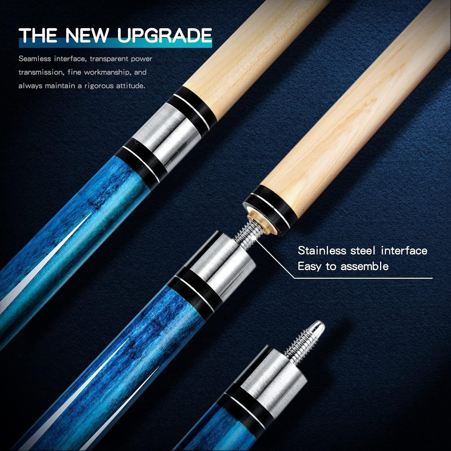 Maple Half Joint Pool Cue 58in 13mm Tip Irish Linen 19–20oz Kit