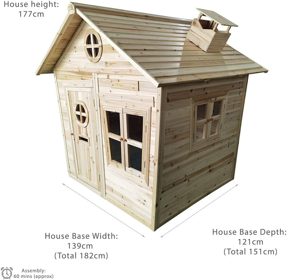 Large Wooden Kids Playhouse Outdoor Wendy House w Windows Letterbox