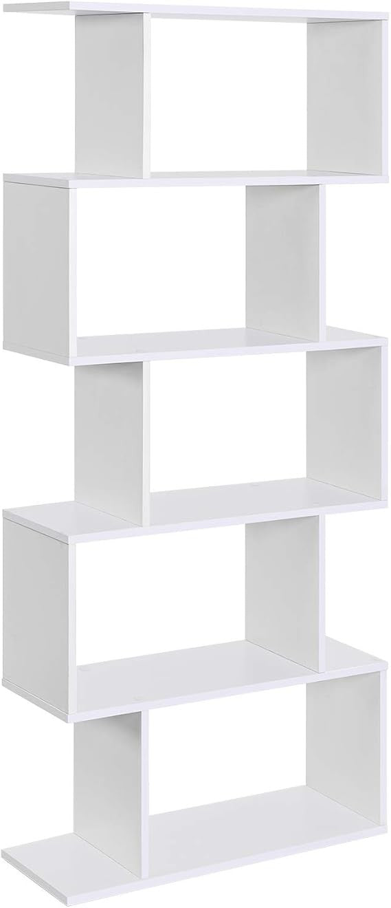 5-Tier White Cube Bookcase Room Divider Modern Display Storage Shelf 159cm