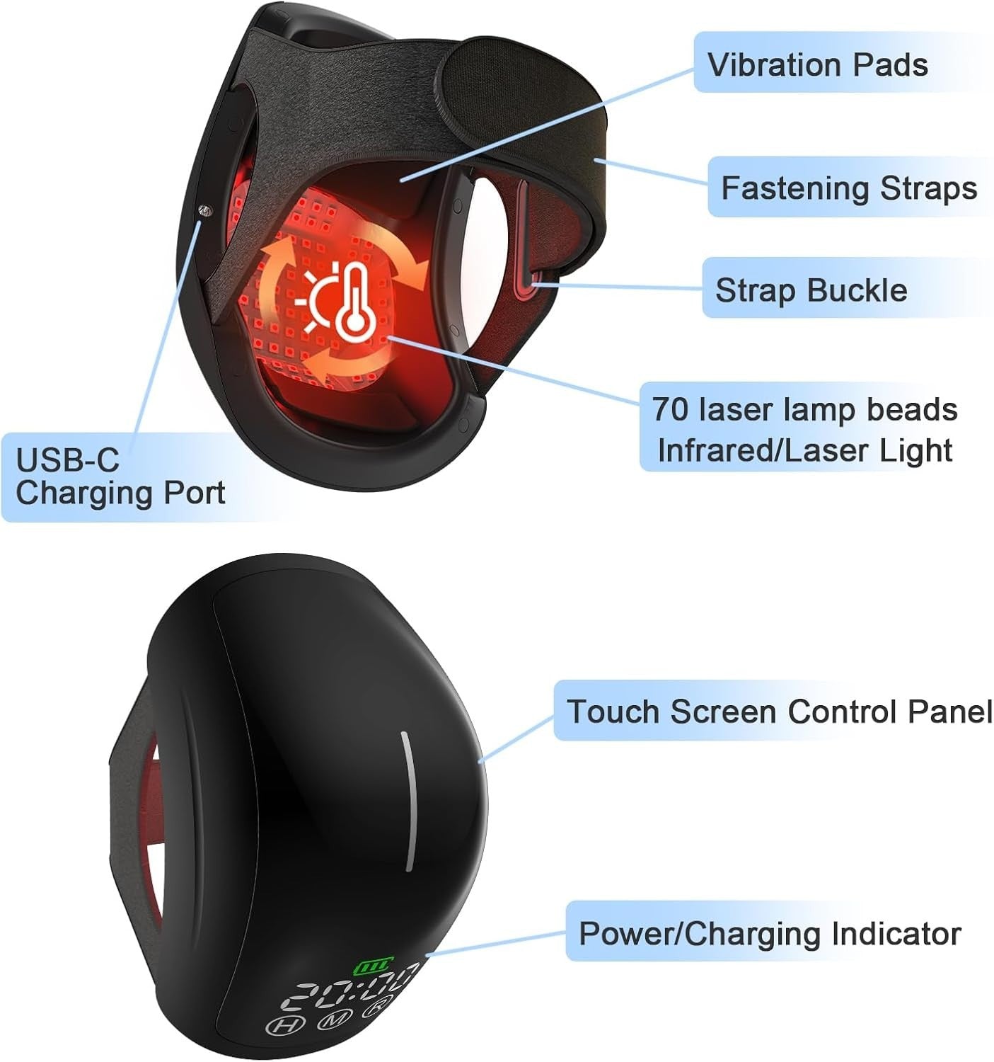 Cordless Infrared Knee Massager with Red Light Therapy & Vibration Pain Relief