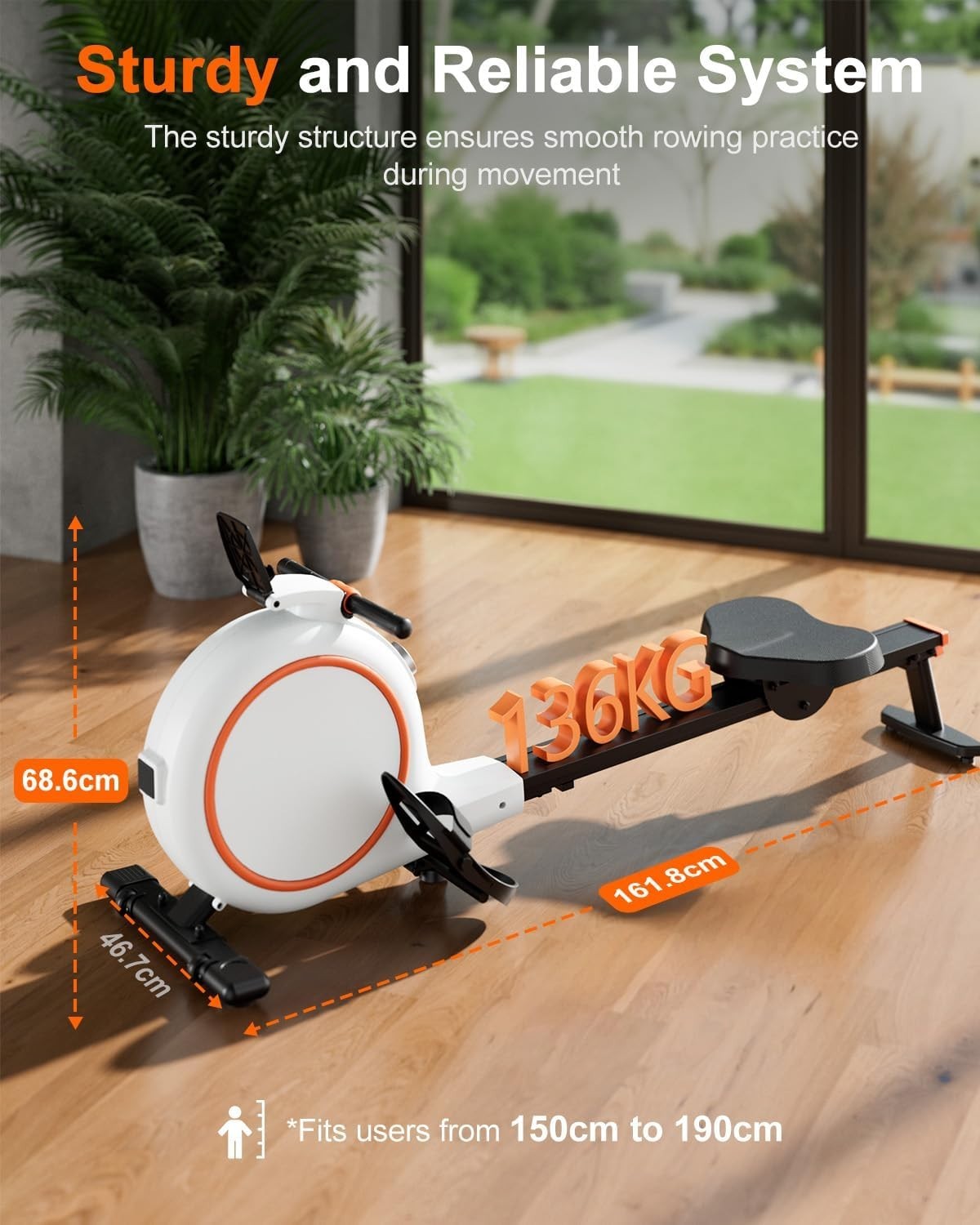 32-Level Magnetic Rowing Machine Quiet Belt Drive Home Gym Rower LCD App Track