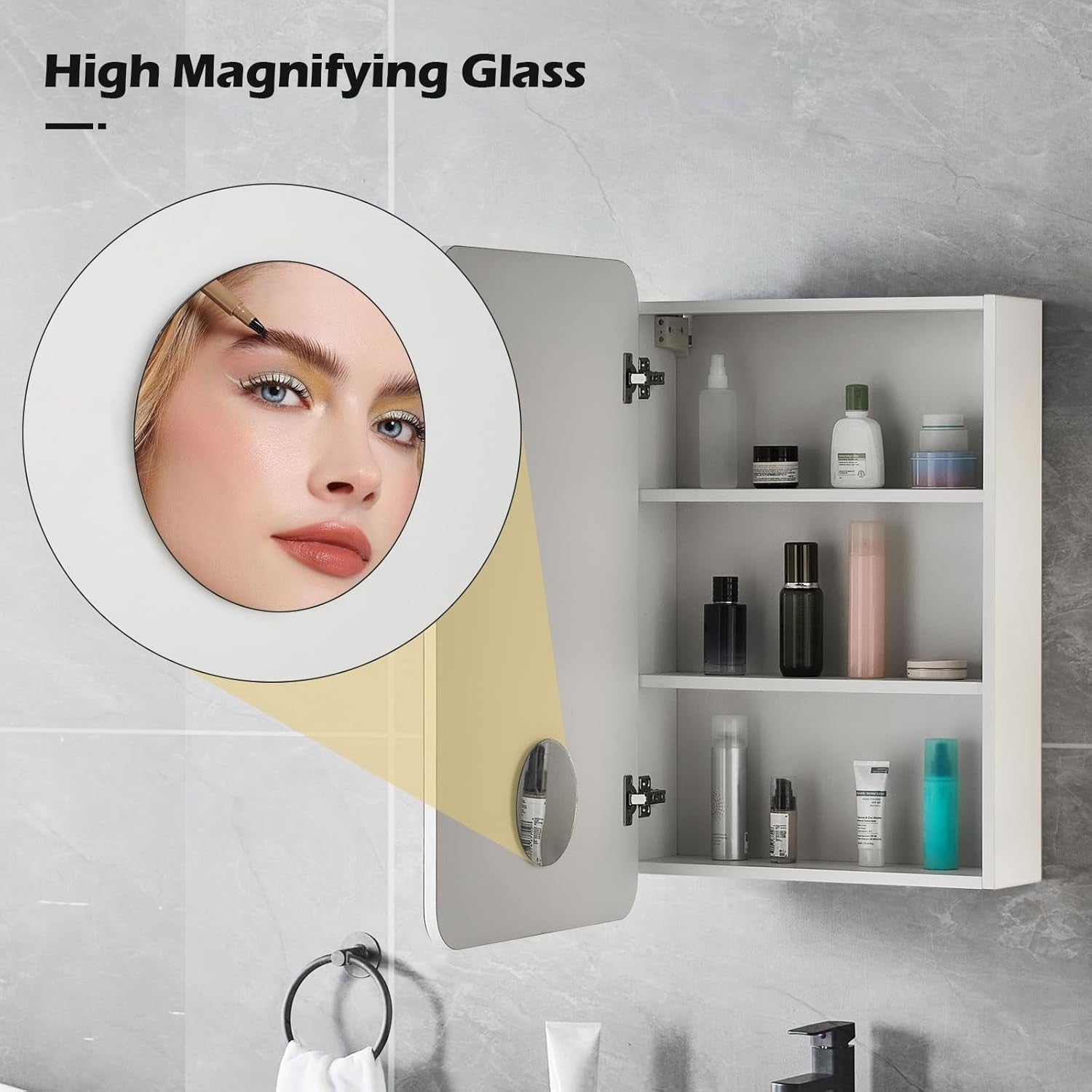 Modern Bathroom Mirror Cabinet Wall Mounted with Storage & Shelf 70cm