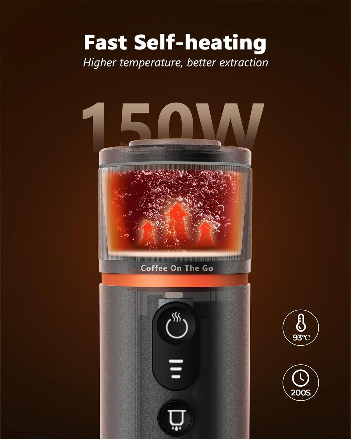 Portable Electric Espresso Maker 12V Travel Coffee Machine Self Heating + Case