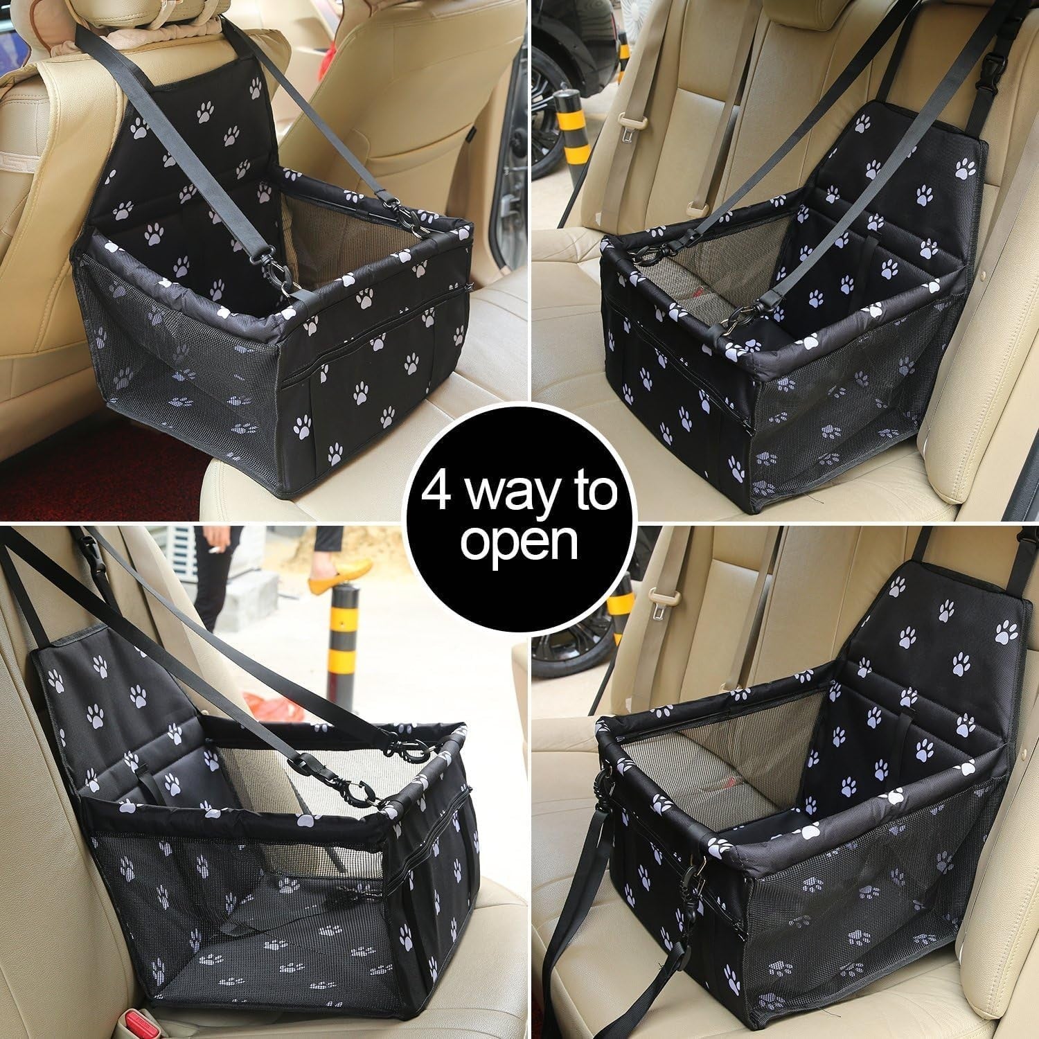 Foldable Dog Booster Car Seat Waterproof Travel Carrier Safety Leash