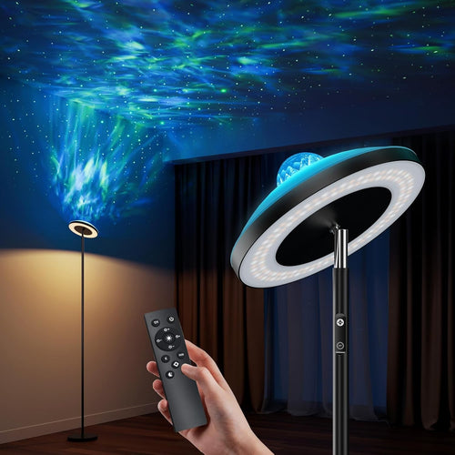 LED Uplighter Floor Lamp Aurora Projector Remote Touch Dimmable Mood Light