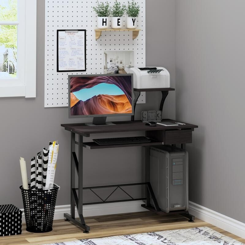 PC Computer Desk with Keyboard Tray & Storage – Home Office Table