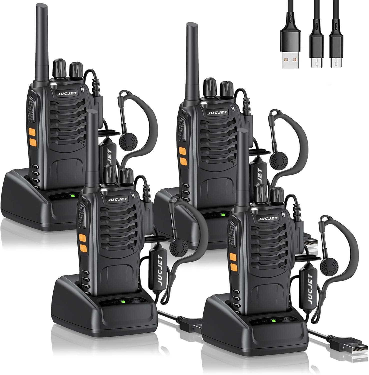Long Range Walkie Talkies 4 Pack Rechargeable 16CH VOX 2 Way Radios