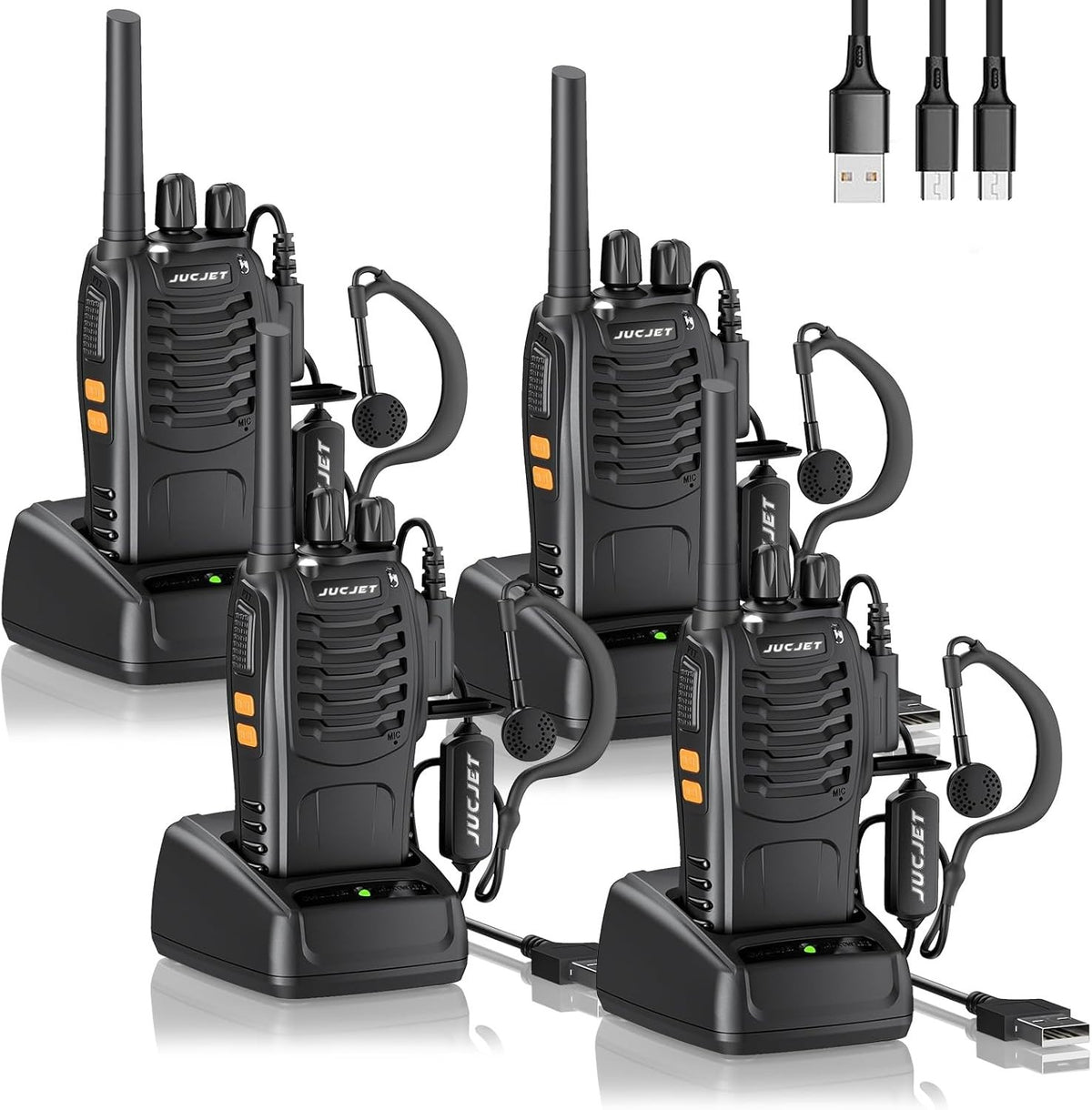 Long Range Walkie Talkies 4 Pack Rechargeable 16CH VOX 2 Way Radios