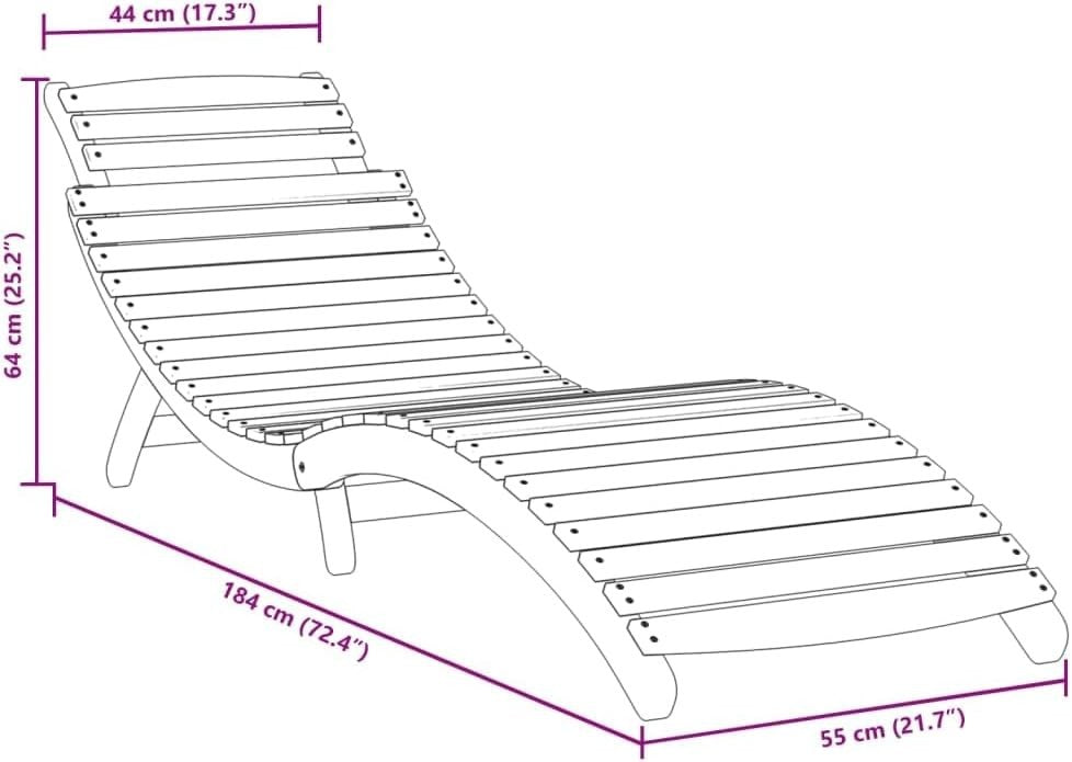 2-Piece Solid Acacia Wood Sun Loungers Foldable Patio Garden Relax Chairs